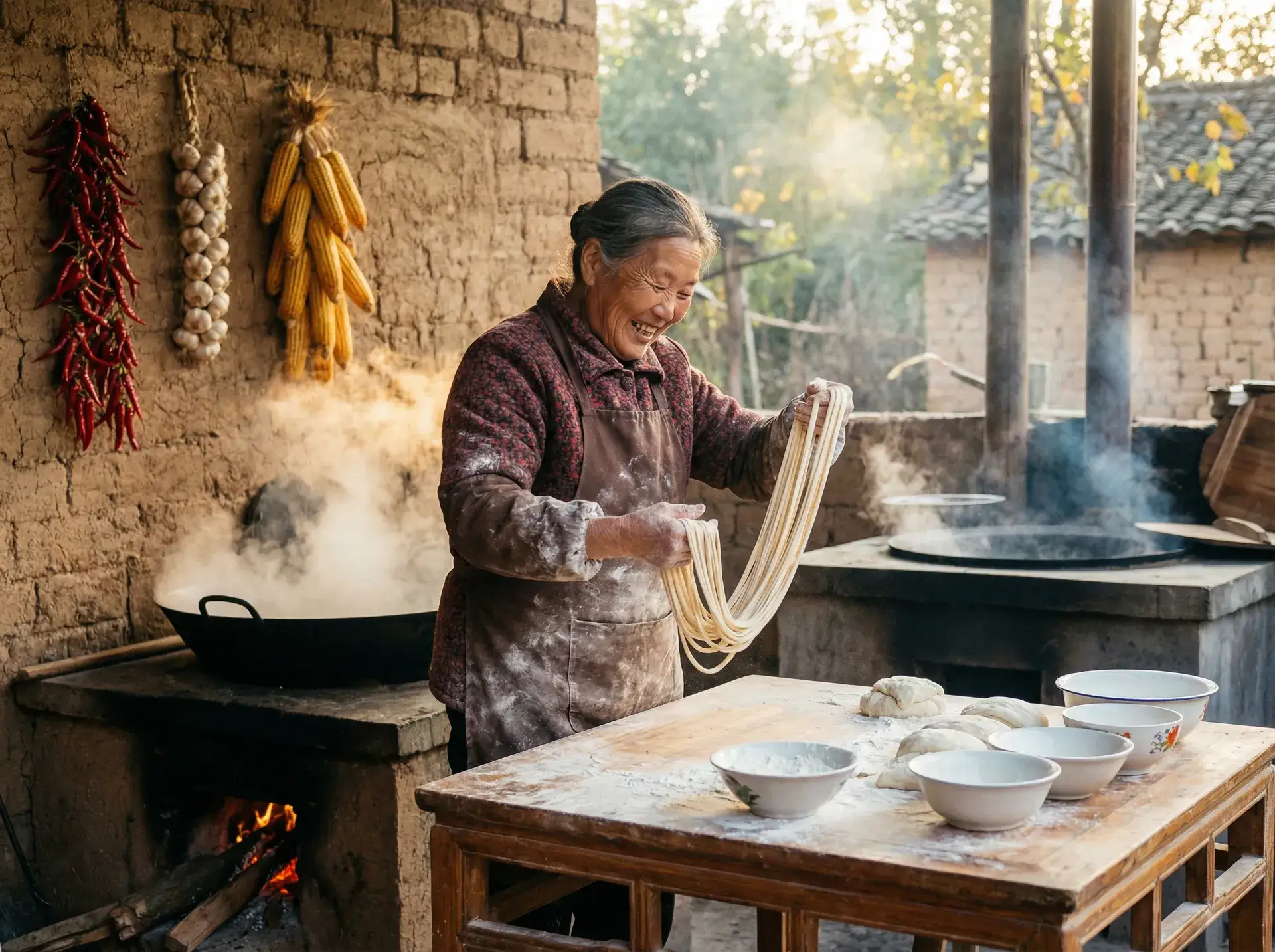 农家大嫂手擀面 - 杀妻骗保已立案 乡村美食